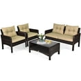 thumbnail image 3 of Patiojoy 4 Piece Patio Conversation Set Rattan Wicker Loveseat Sofa Coffee Table & Glass Top, 3 of 5