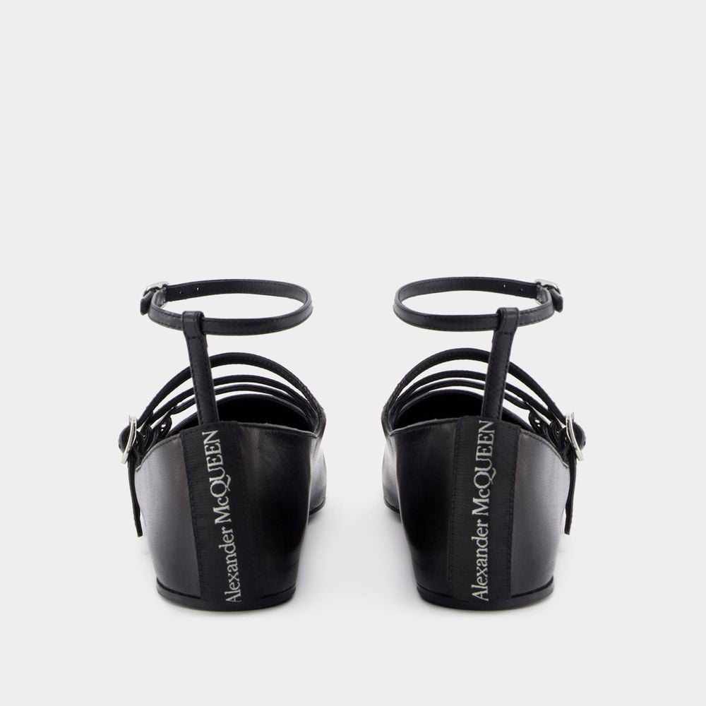 フラットシューズ Cage Ballerinas - Alexander McQueen - Leather - Black Alexander Mcqueen Cage Ballerinas - Leather - Black Black