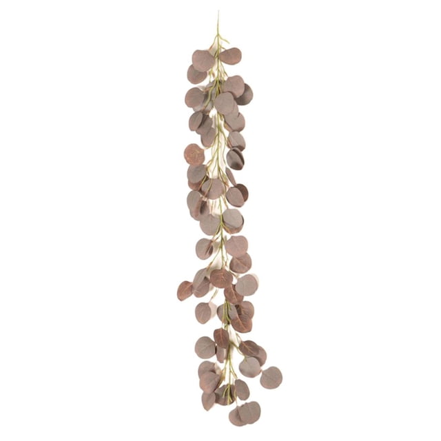 Guirnalda de eucalipto artificial de 1 m con hojas largas, decoración de plantas café