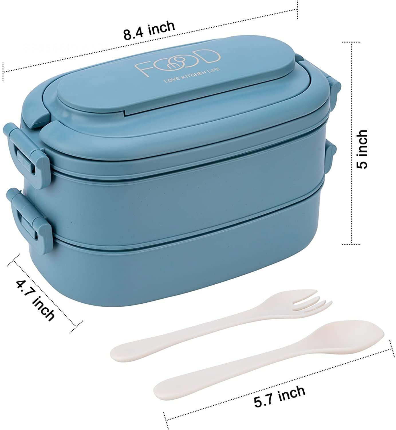 DanceeMangoo Bento Box Cute Adult Lunch Box, 2 Layer Leakproof Stackable  Bento Lunch Box with Handle, 1200ML Portable Lunch Container BPA-free for