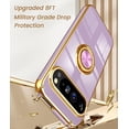 thumbnail image 7 of KOMI for Google Pixel 9 Case,Pixel 9 Pro Case with 2X Screen Protector, 360° Rotatable Ring Holder Magnetic Kickstand,Plated Gold Edge Slim Soft TPU Protective Cover for Google 9 (Purple), 7 of 7