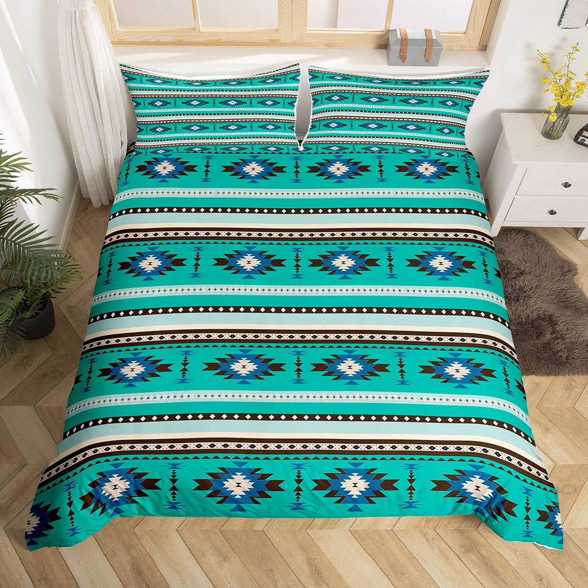 Southwestern Decor Comforter Cover King Size, Bohemian Exotic Indian Bedding Set Western Decor