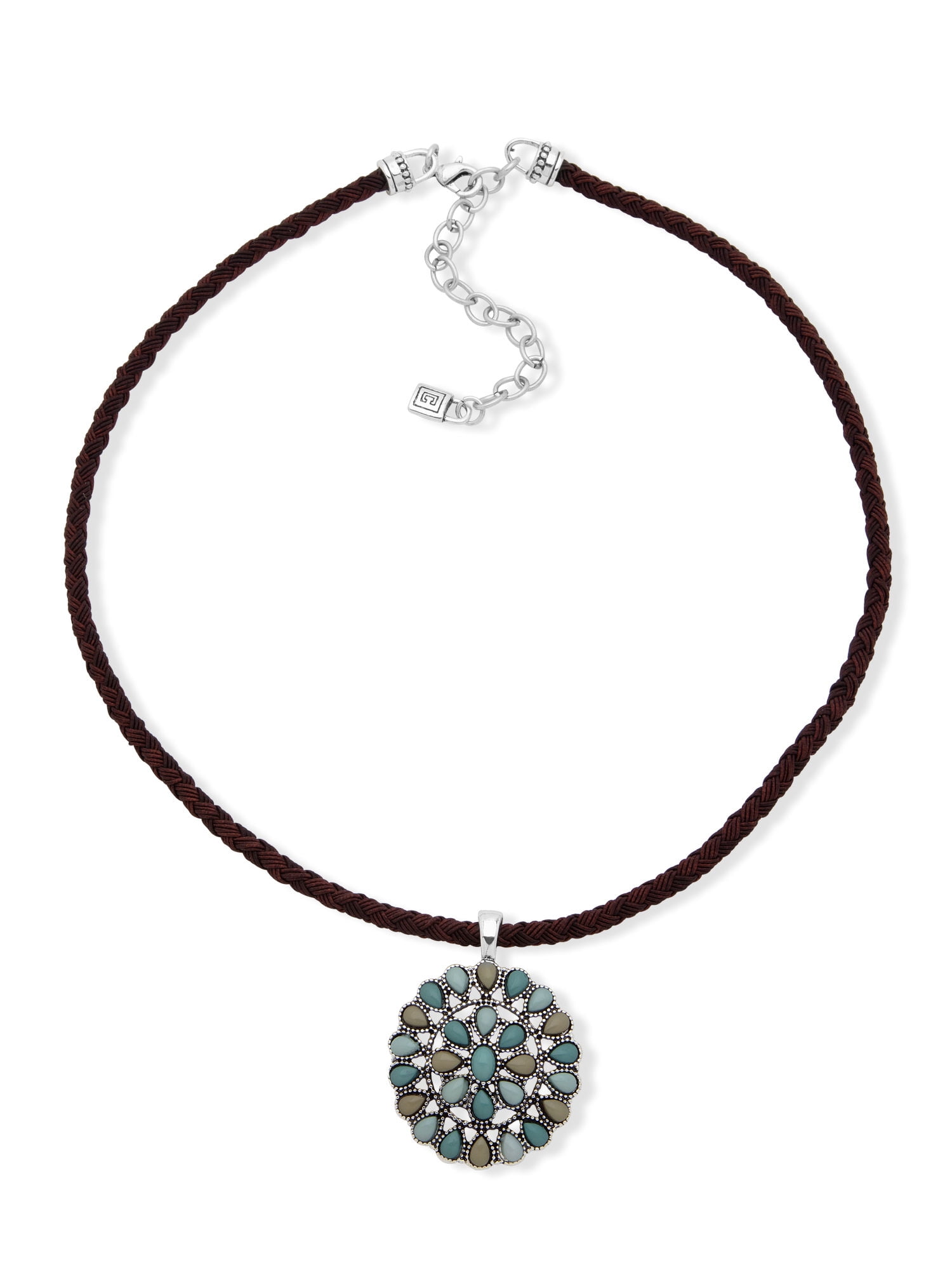 Chaps Women's Silver Tone Blue Pendant Necklace, 20