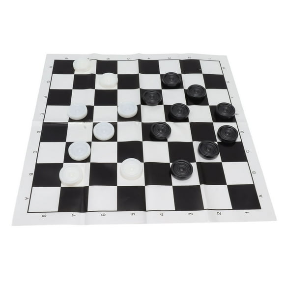 Checkers Set, Black White Educational Checkers Board Game Plastic Interactive Portable For Outdoor