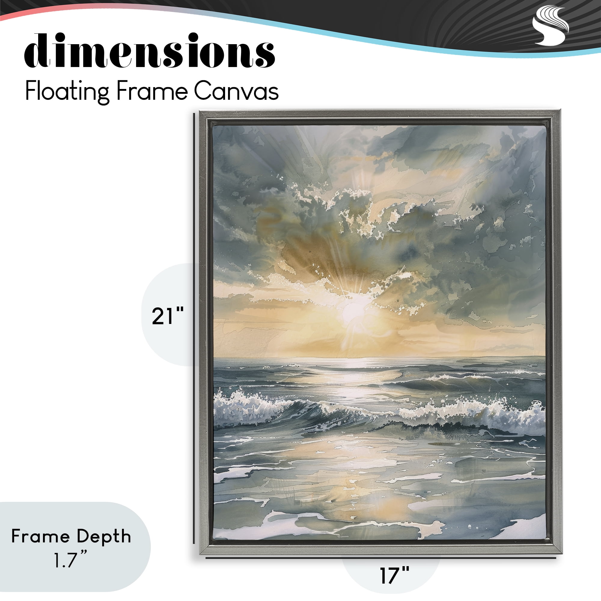 Stupell Industries Sunlit Waves Golden Reflection Gray Framed Floater Canvas Wall Art, design by Petal Prints Design