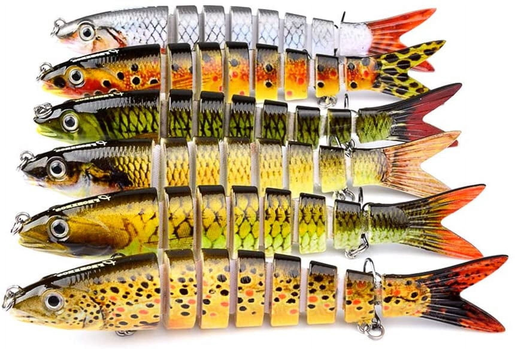 Fishing Bass Lures Multi Jointed Topwater Life-Like Trout Swimbait Hard CrankBaits 6Pcs