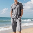 thumbnail image 6 of Rvwovn Men's Casual Summer Shirt and Shorts Set Linen-Blend Breathable Comfortable 2 Piece Outfit, 6 of 7