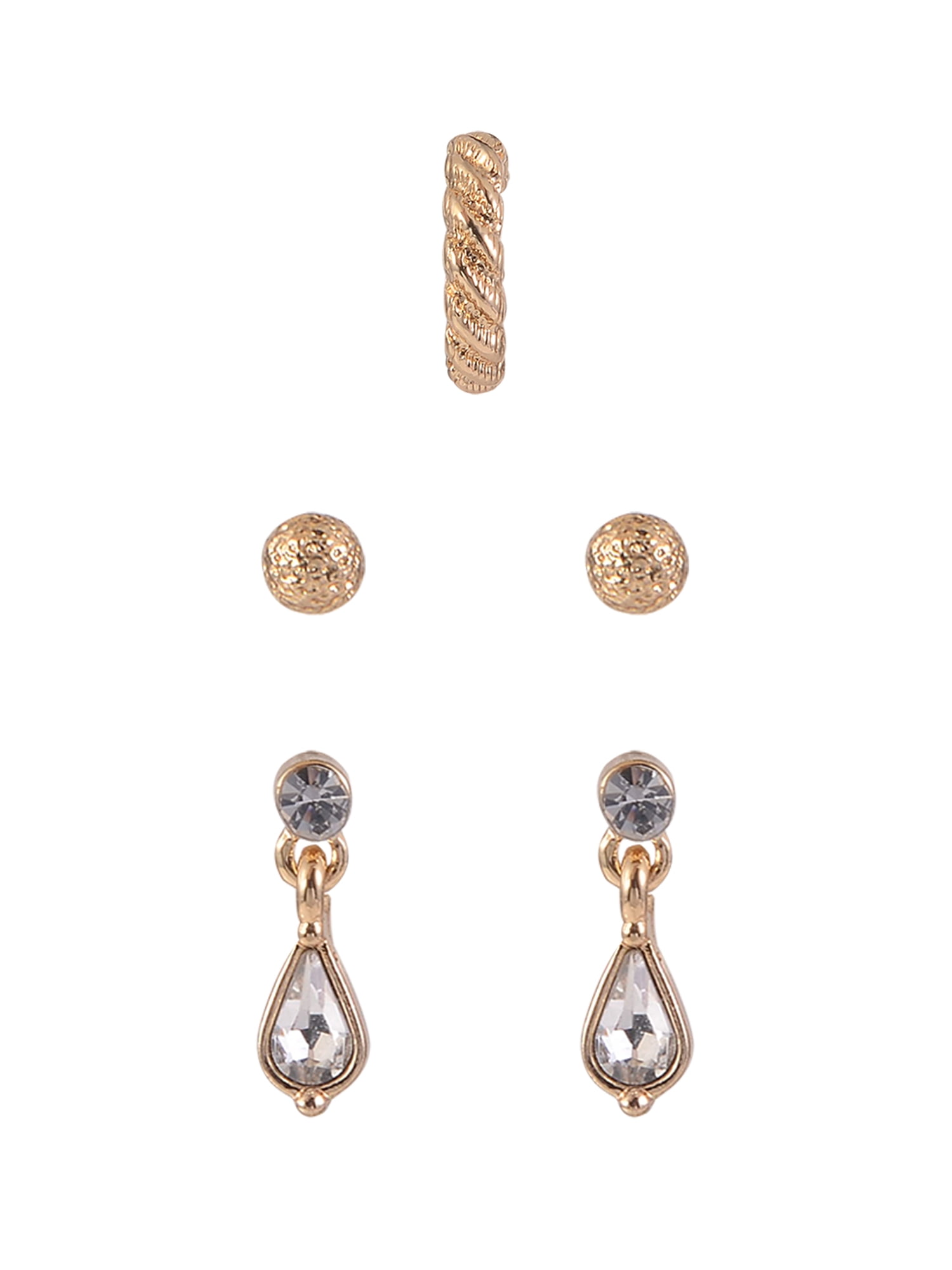 Time and Tru Women's Gold-Tone Metal Starfish and Acrylic Pearl Multi Earrings, 5 Pairs with Ear Cuff