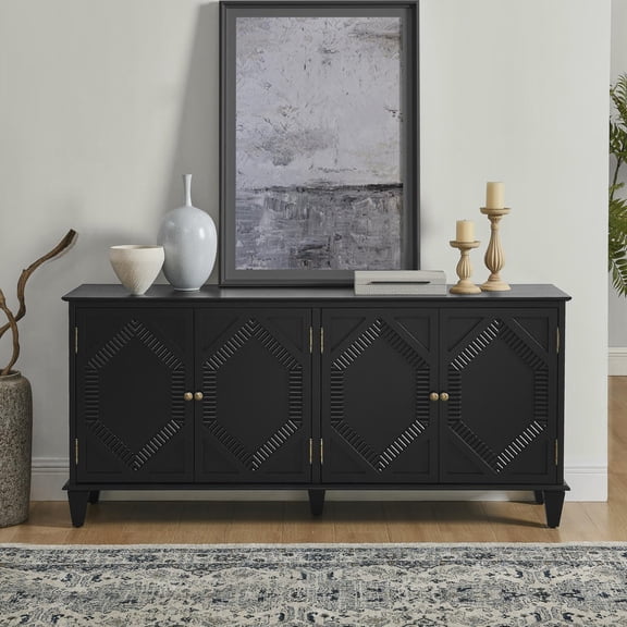 Kadyn Buffet Cabinet, Sideboard Cabinet,65.2" Mid Century Modern Sideboard Buffet Cabinet with Storage for Living Room/Entryway/Kitchen, Black