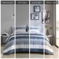 thumbnail image 5 of Stripe Comforter Set with Bed Sheets Blue/Grey King, 5 of 10