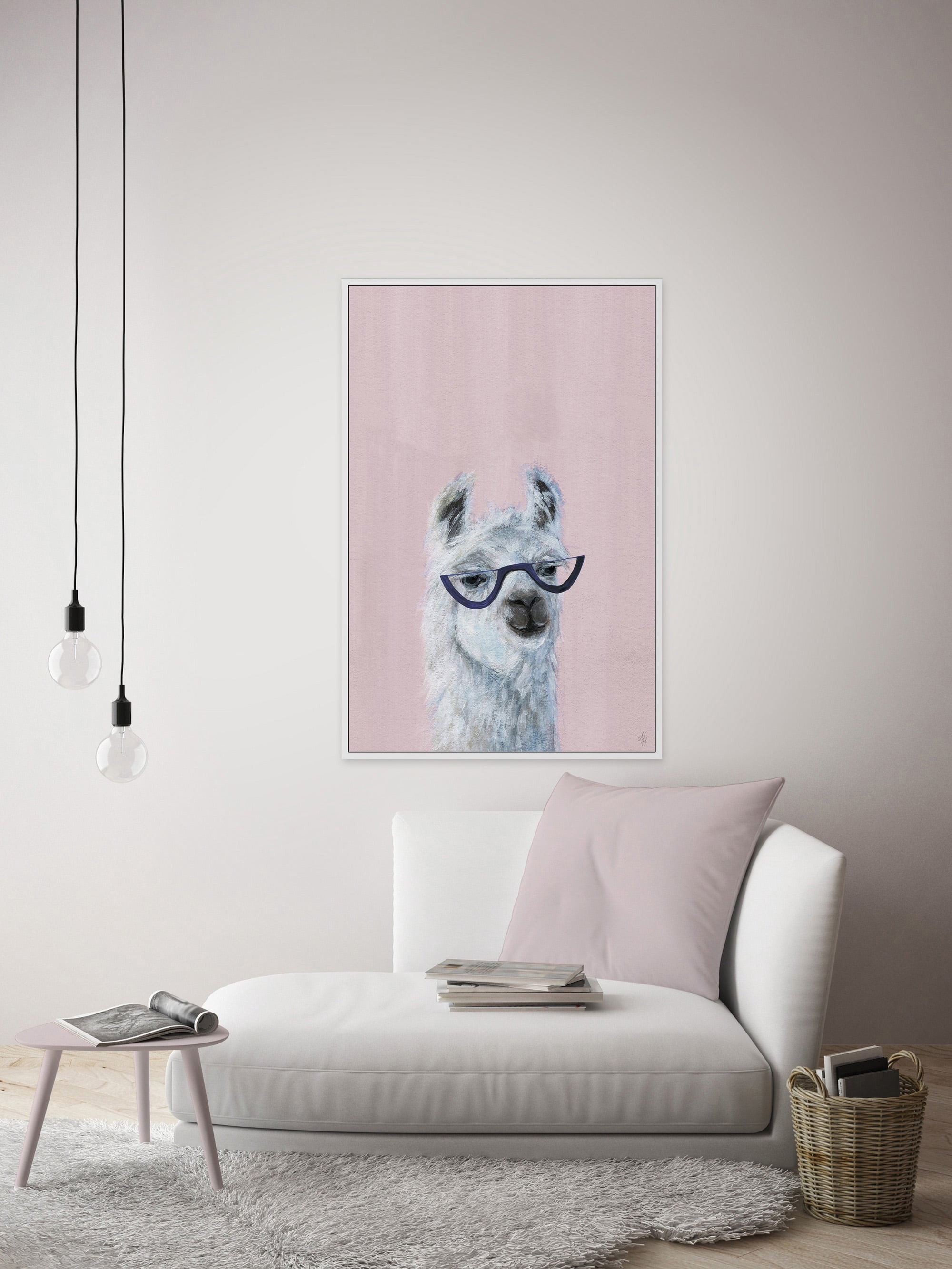 Studious Llama Floater Framed Painting Print on Canvas