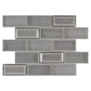 MTO0670 Modern Gray Beveled Linear Glossy Ceramic Mosaic Tile