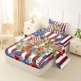 thumbnail image 2 of Manfei Watercolor Floral Twin Sheets,Classic Buck Head Flag Bedding,Red Navy,3-Piece,1 Fitted Sheet and 1 Pillowcase, 2 of 6