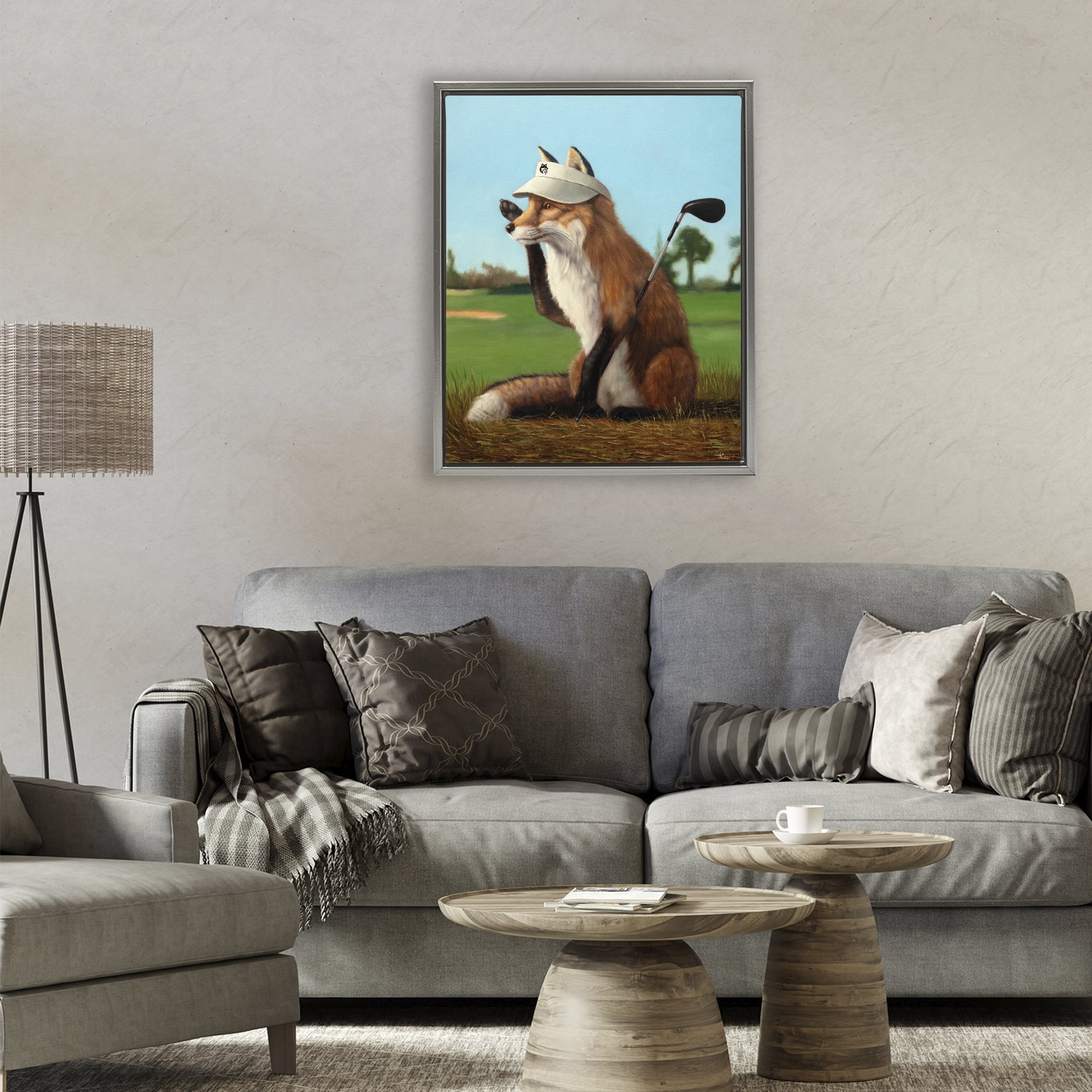 Stupell Industries Fox Drive Golfer Gray Framed Floater Canvas Wall Art, design by Lucia Heffernan