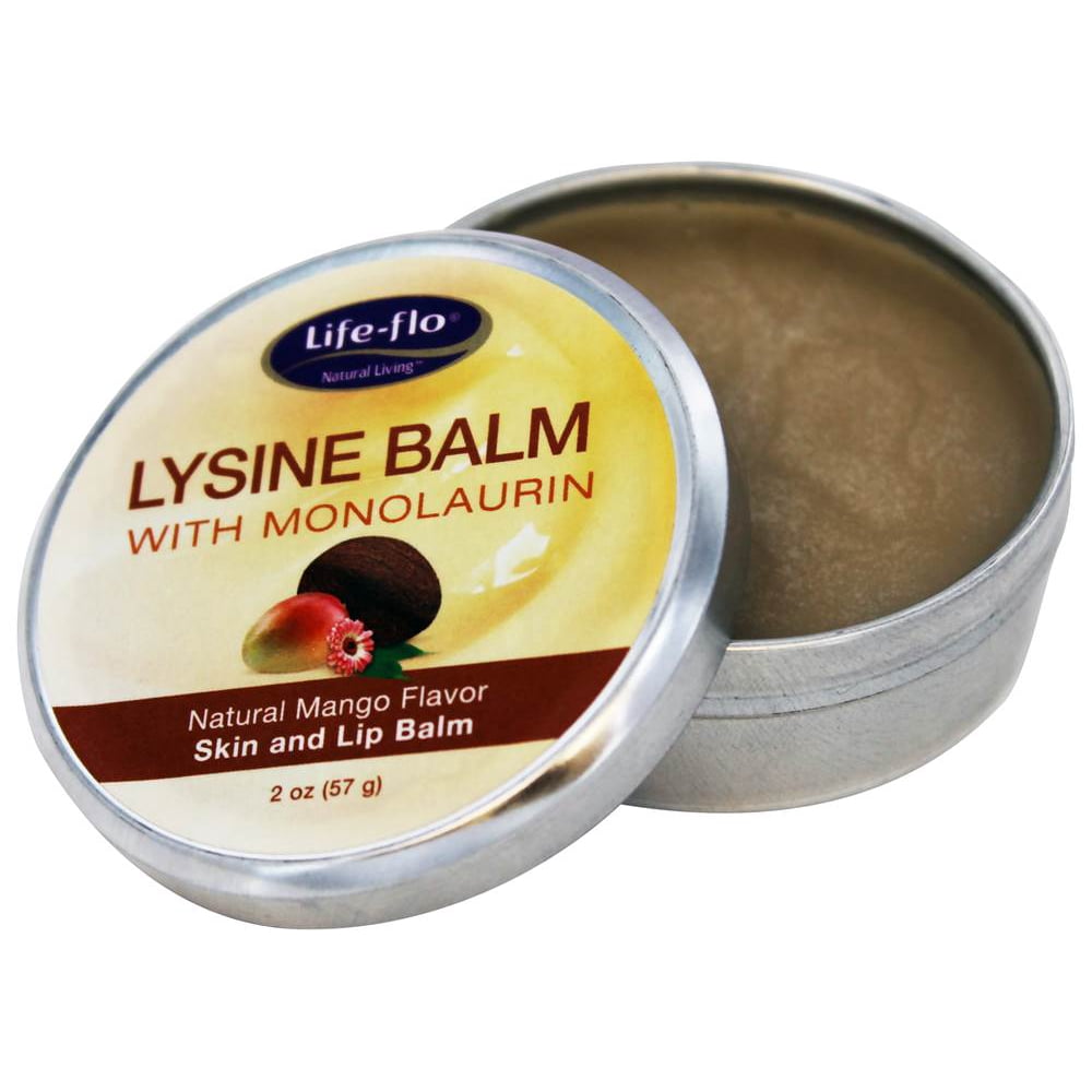 LifeFlo Lysine Skin & Lip Balm with Monolaurin Natural Mango 2 oz