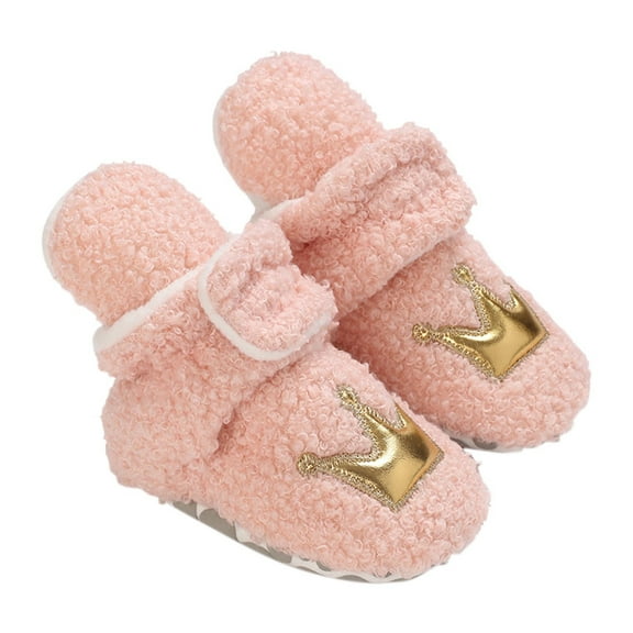 Gpaecead Baby Snow Boots For Boys And Girls Non-Slip Indoor Infant Walking Shoes Warm Cute Soft Soled Shoes Pink