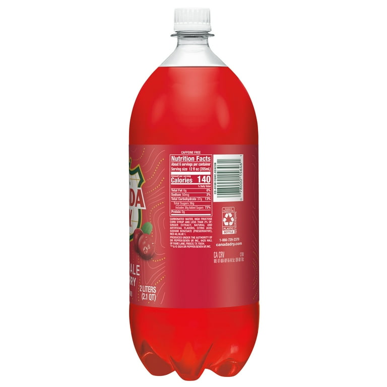 Canada Dry Cranberry Ginger Ale, 2L Bottle, Carbonated Soda