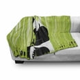 thumbnail image 3 of Panda Soft Flannel Fleece Blanket, Panda Bear in Bamboo Forest Jungle Oriental Nature Wildlife Tropic Cartoon Art, Cozy Plush for Indoor and Outdoor Use, 70" x 90", Lime Black White, by Ambesonne, 3 of 6