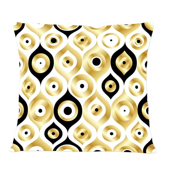 Designart Golden Art Deco Metallic Luxury Geometrics' Mid-Century Modern Throw Pillow - 12x20