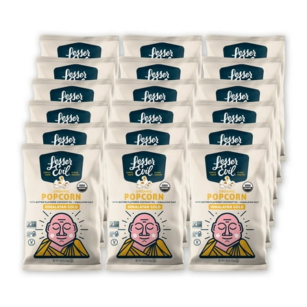Lesser Evil Buddha Bowl Popcorn, Organic Himalayan Gold, 0.88 Oz, 18 Ct