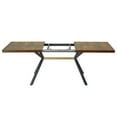 thumbnail image 2 of 62" Rectangular Dining Table, Modern Retro Expandable Stretch Kitchen Table with Black Center Plate and Metal Base, Wood Control Desk for Living Room, Dining Room, Kitchen, Brown, 2 of 9