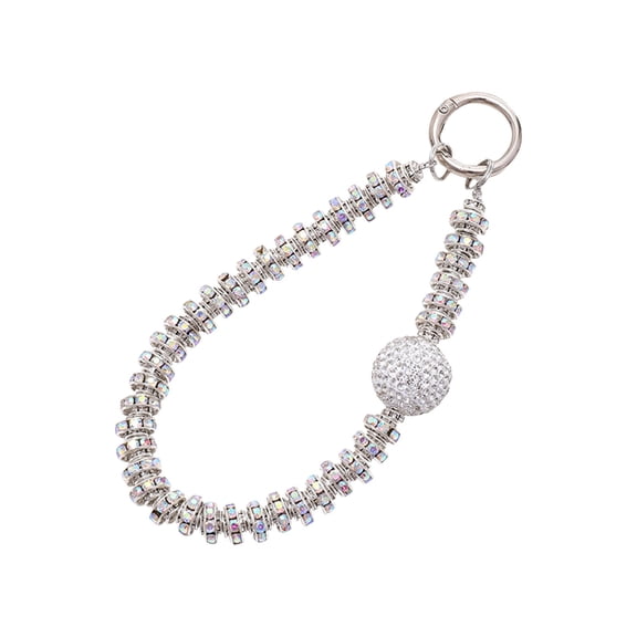 Generic Beaded Phone Wrist Strap with Phone Charm - Adjustable Phone Chain Wristlet & Phone Charm Beads Accessory for Women/Girls, Multicolor Crystal & Charm Design