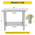 thumbnail image 2 of Commercial Stainless Steel Prep Table 48x24 Inch, Heavy Duty Kitchen Workstation with Backsplash & Adjustable Shelf, 500lb Capacity Metal Work Table for Restaurant Food Prep, Garage, Workshop, 2 of 7