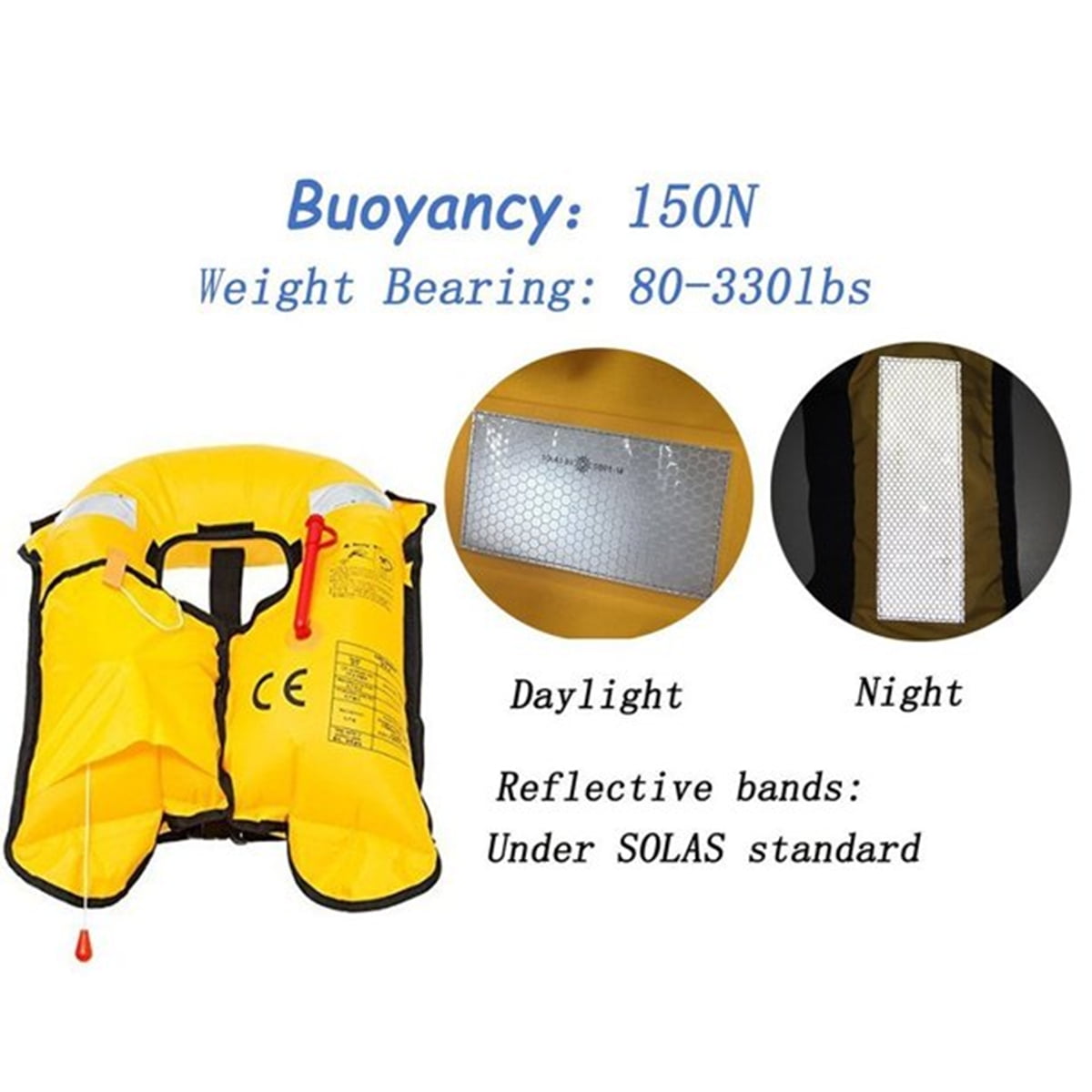 Magicorange Adult Inflatable Life Jacket with Whistle, Automatic Inflation 150N Buoyancy Adjustable Life Vest with Reflective Strips, Nylon/TPU Blue Camouflage