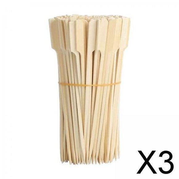 Colaxi 3x 100x Bamboo Skewers Wood Grilling Skewers BBQ Portable Accessories Tools BBQ Food Skewers for Party Vegetable Barbeque Snacks