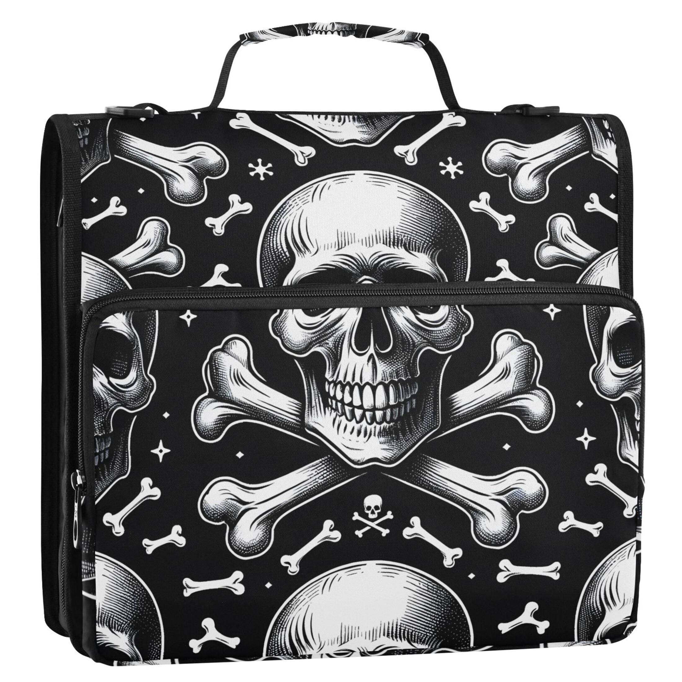 ALAZA Zipper Binder Skeletons Halloween 3 Ring Trapper Keeper File Folder Organizer Bag