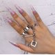 thumbnail image 3 of 24 uñas extra largas, uñas acrílicas brillantes con purpurina de estilete, uñas postizas de almendra brillante, uñas postizas de cobertura completa de graffiti para mujeres y niñas Namotu CZMR-ZC39-2, 3 of 6
