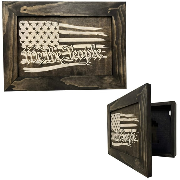 Bellewood Designs American Flag We the People Wall-Mounted Gun Safe, Black and White