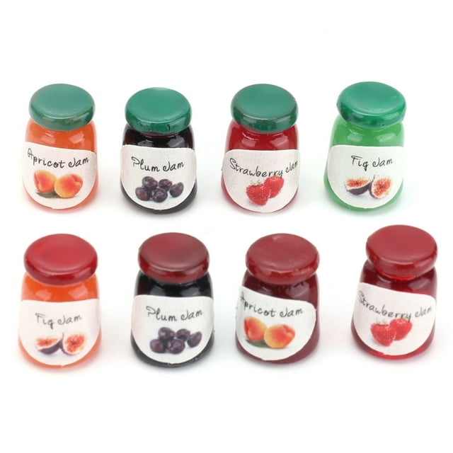 Modelos de comida, mini mermeladas de 8 piezas 1:12 Mini mermeladas de comida para casa de muñecas mejoran su experiencia