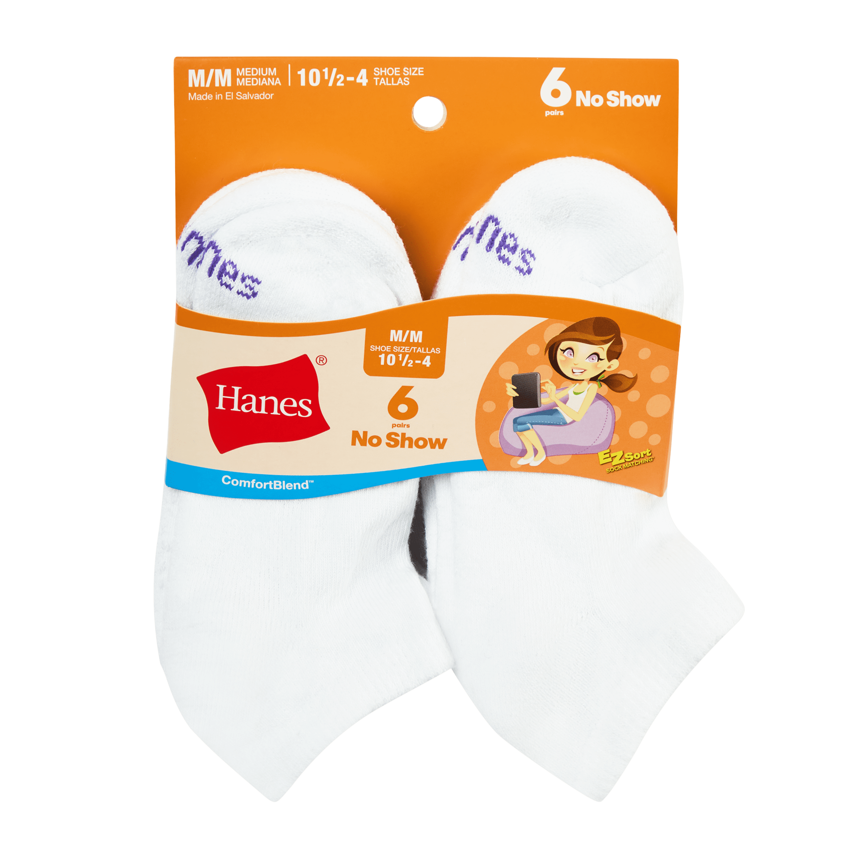 No-Show Socks, 6 Pairs, Originals ComfortBlend Socks for Girls