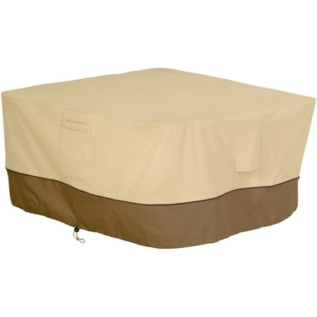Pit Cover - Classic Accessories Veranda Fire Pit Table Patio Storage Cover, Square, Pebble