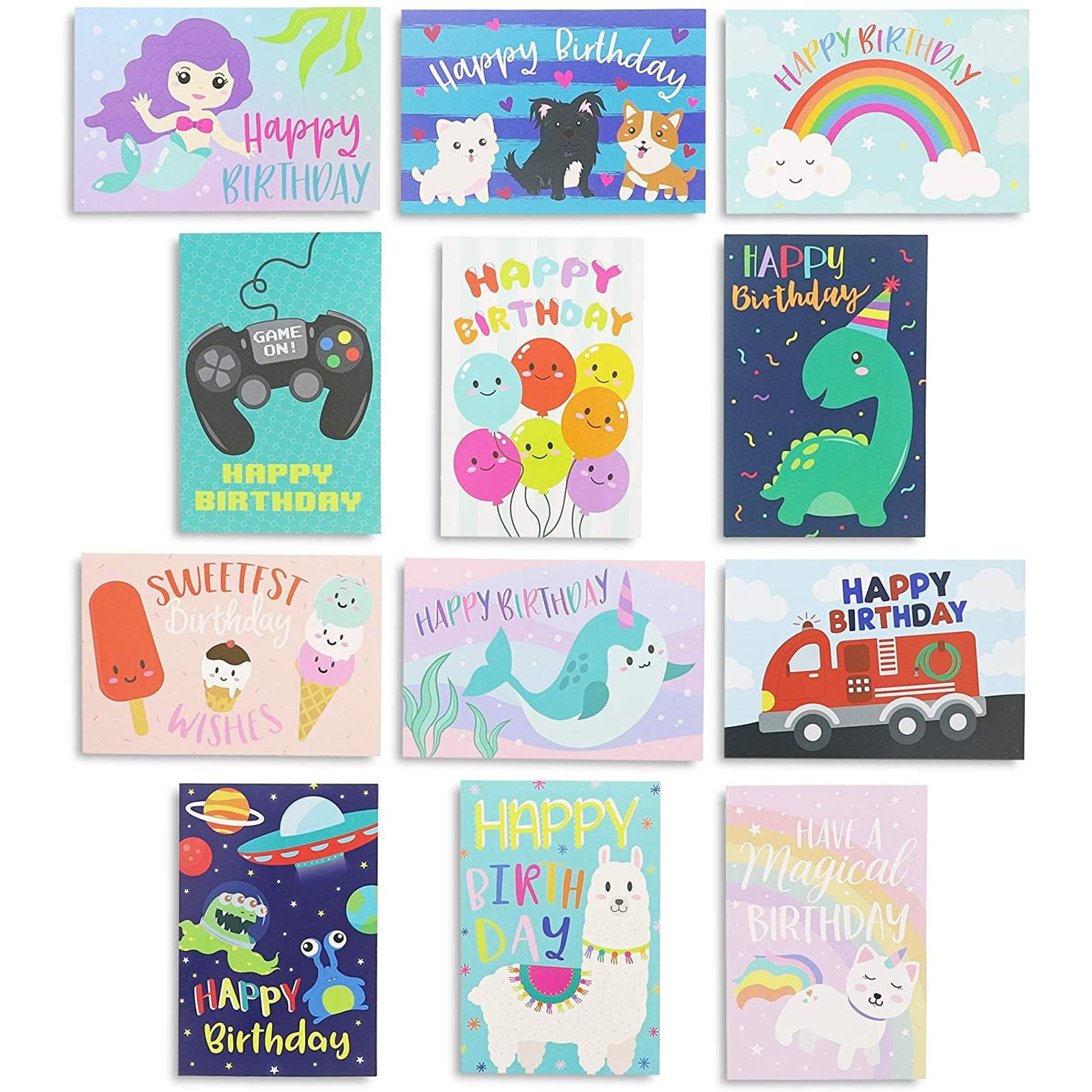 Five Different "Happy Birthday" Vintage Puzzle Greeting Cards & Envelopes. 5 