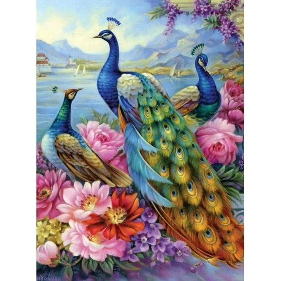 Bits and Pieces - 300 Piece Jigsaw Puzzle for Adults Peacocks 300 pc Large Piece Jigsaw by Artist Oleg Gavrilov - 18 x 24