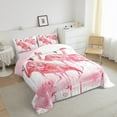 thumbnail image 3 of Manfei Pink Flamingo 3 Pieces Queen Comforter Set,Cartoon Animal Ultra Soft Bedding Sets,Watercolor Splash Bedding Comforter Set,Microfiber Girls Bedroom Decor,Reversible, 3 of 8