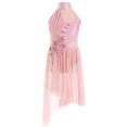 thumbnail image 3 of TSSOE Girls Lyrical Dance Dress Latin Ballet Jazz Leotard Gown Halter Sleeveless Applique Costume Irregular Tutu Skirt Pink 8, 3 of 5