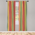 thumbnail image 3 of Ambesonne Geometric Curtains, Circles Stars Colorful, Pair of 28"x95", Dark Coral Sand Brown, 3 of 5
