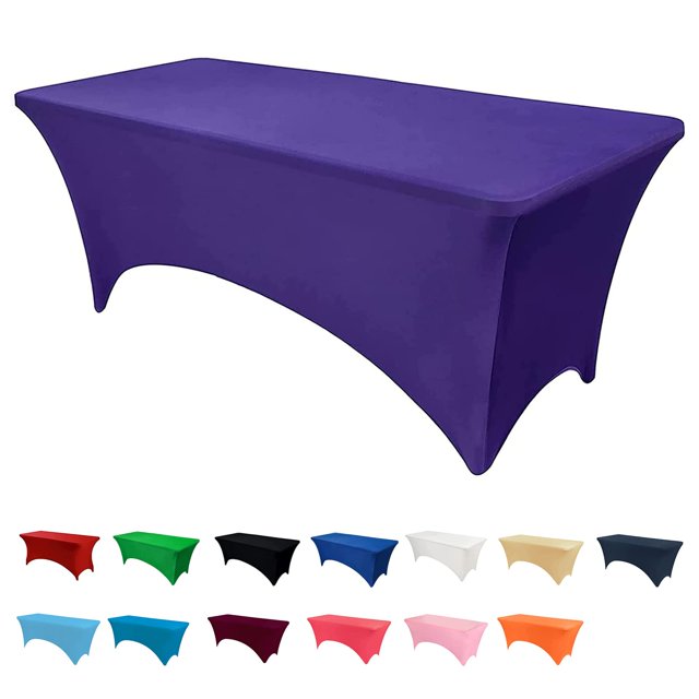 Mantel ajustable de licra de 6 pies, mantel de caballete elástico rectangular lavable para banquetes, bodas, fiestas, eventos festivos