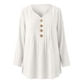 thumbnail image 3 of Vivianyo HD Women's Pleated V Neck Blouse, Tunic Shirts for Women Loose Fit Long Sleeve Top, Fall Office Casual Blouse for Daily Commute and Shopping Trips, Sizes S-2XL, 3 of 7