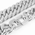 thumbnail image 3 of HEAVY 22mm Silver Curb Link Rombo Mens Chain 316L Stainless Steel Necklace Gift, 3 of 4