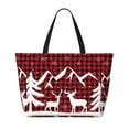 thumbnail image 2 of Disketp Christmas Buffalo Plaid Bolsa de Playa de Gran Capacidad, Bolso Impermeable y a Prueba de Arena para Mujer, Ideal para Playa, Piscina y Natación, 2 of 7