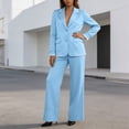 thumbnail image 2 of Purcolt Womens 2 Piece Pant Suit Elegant Casual Lapel Long Sleeve Blazer High Waist Wide Leg Trousers Formal Business Work Office Matching Set, 2 of 9