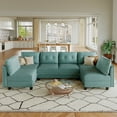 thumbnail image 1 of LLappuil Modular Sectional Sofa, 6 Seat Modular Sectional Sofa with Storage, Faux Leather Waterproof Sofa for Living Room, 1 of 9