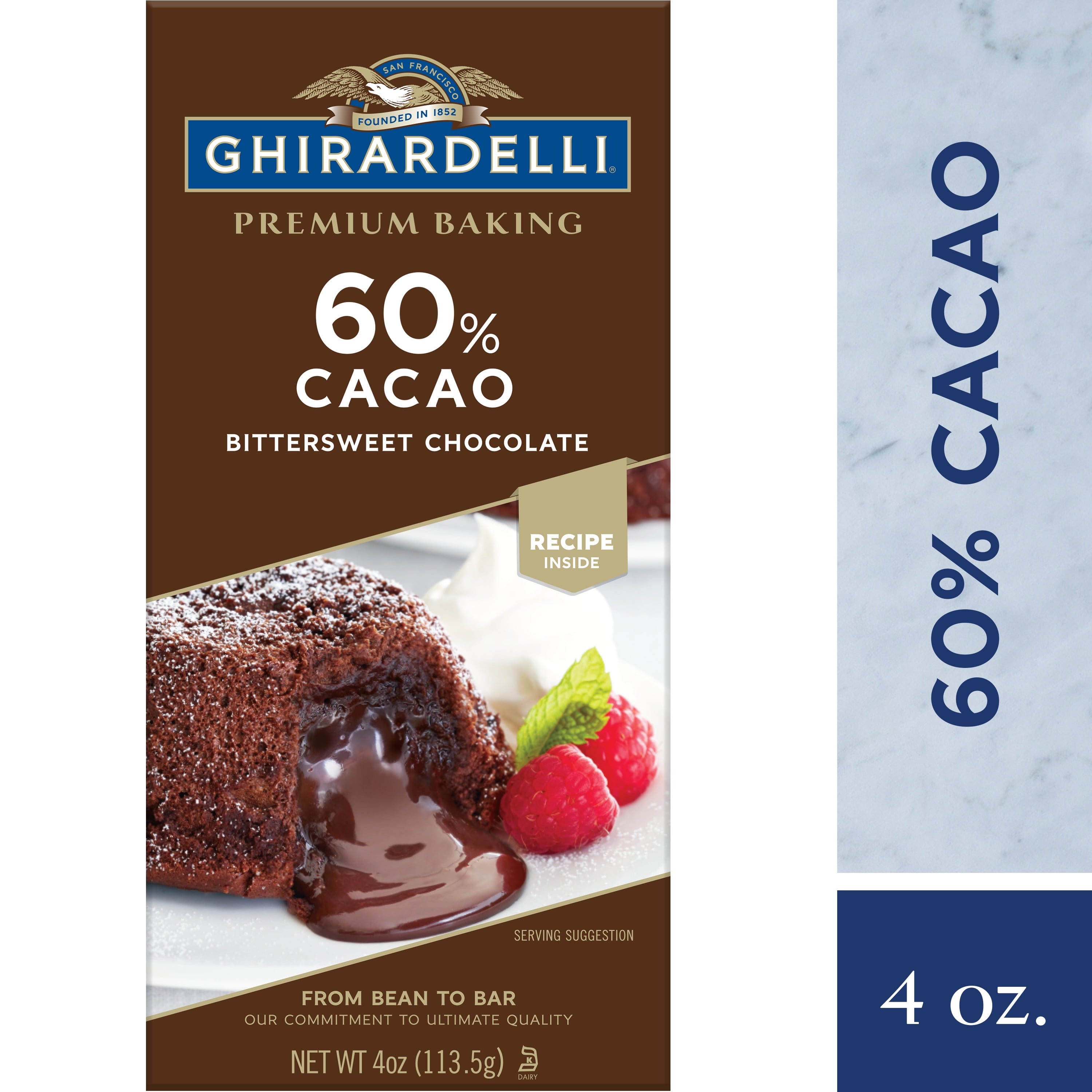 GHIRARDELLI Premium 60 Cacao Bittersweet Chocolate Baking Bar, 4 OZ