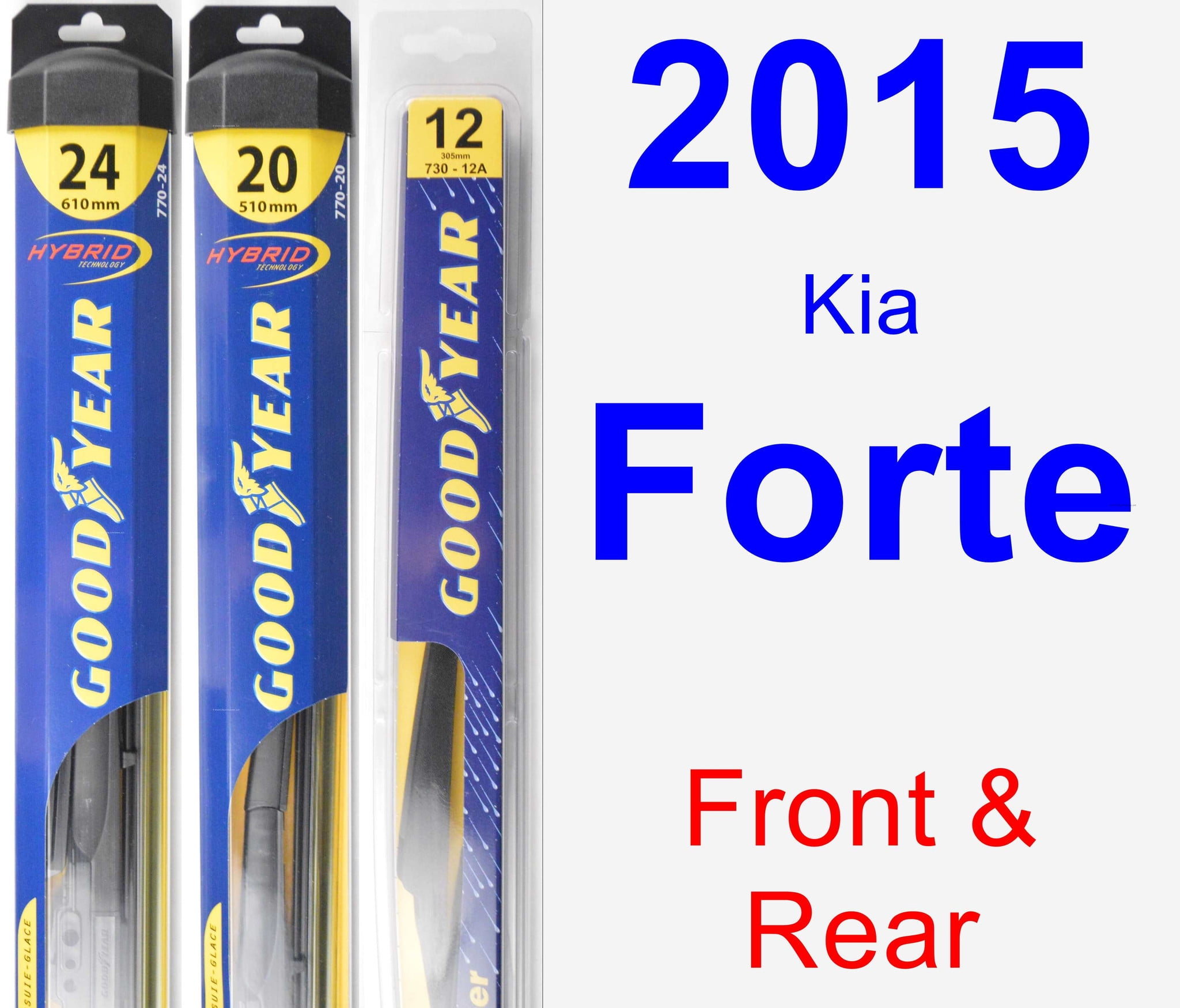 2015 Kia Forte Wiper Blade Set/Kit (Front & Rear) (3 Blades) Rear