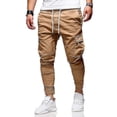 thumbnail image 1 of Men Drawstring Cargo Combat Pants Multi Pockets Jogging Gym Trousers Casual Sports Bottoms V, 1 of 1