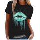 thumbnail image 2 of ICHUANYI Clearance Women's Fashion Printed Round Neck Short Sleeve T-shirt Blouse Loose Tops(Light Blue, XXL) ICHUANYI WER2023080913940, 2 of 5